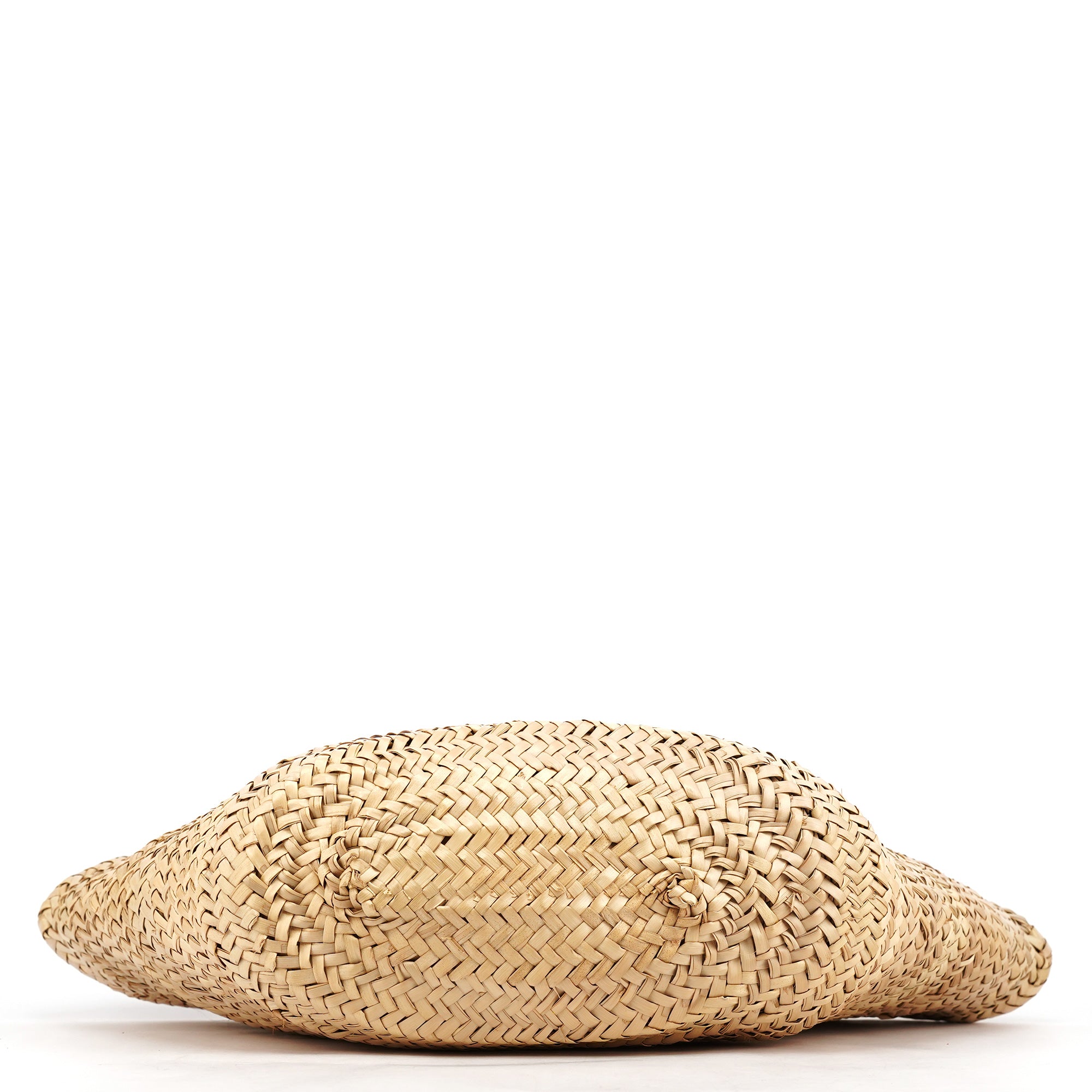 Beige Raffia Brown Leather Basket Bag