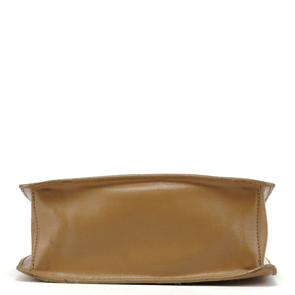 Beige Yellow Crackled Leather Knot Shoulder Bag