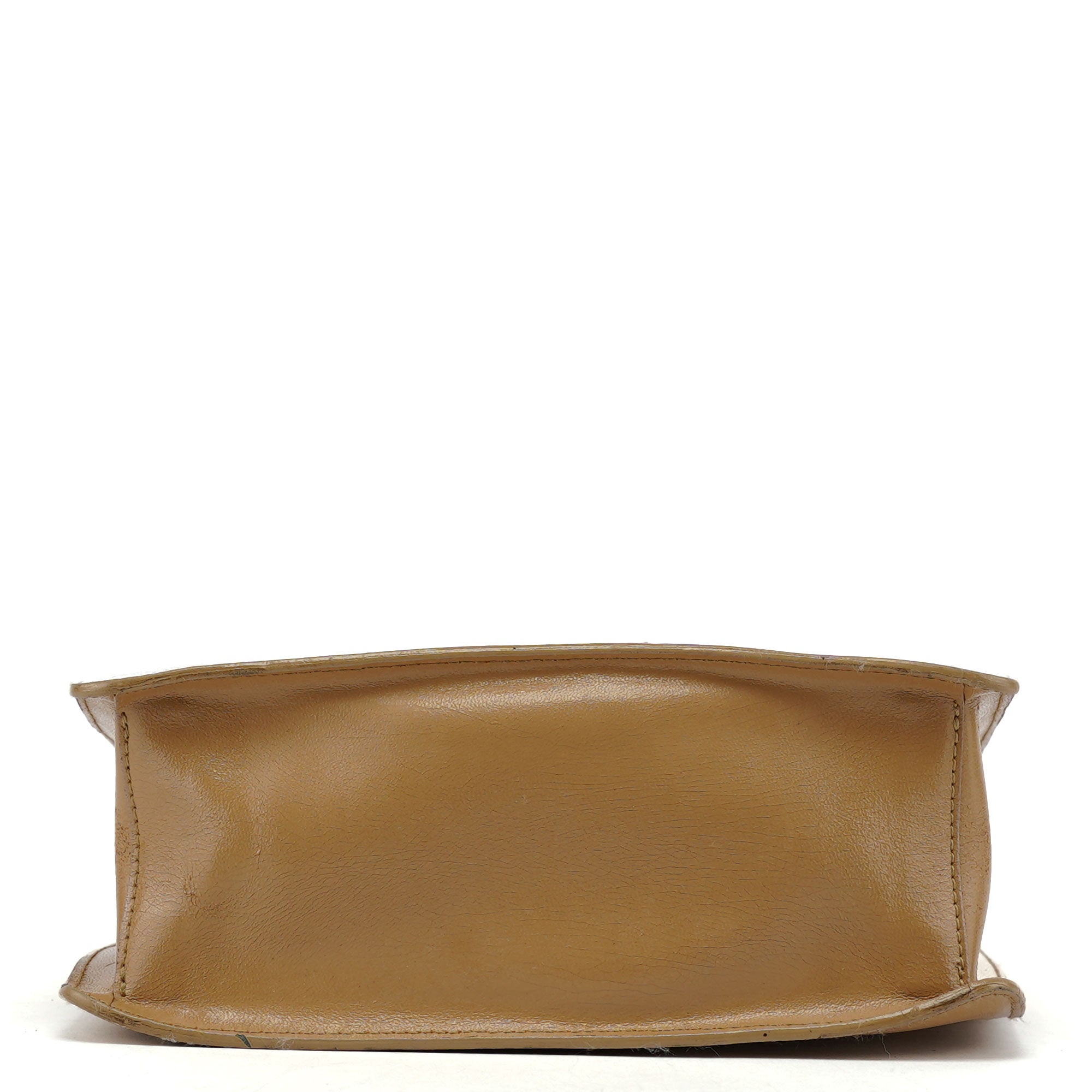 Beige Yellow Crackled Leather Knot Shoulder Bag