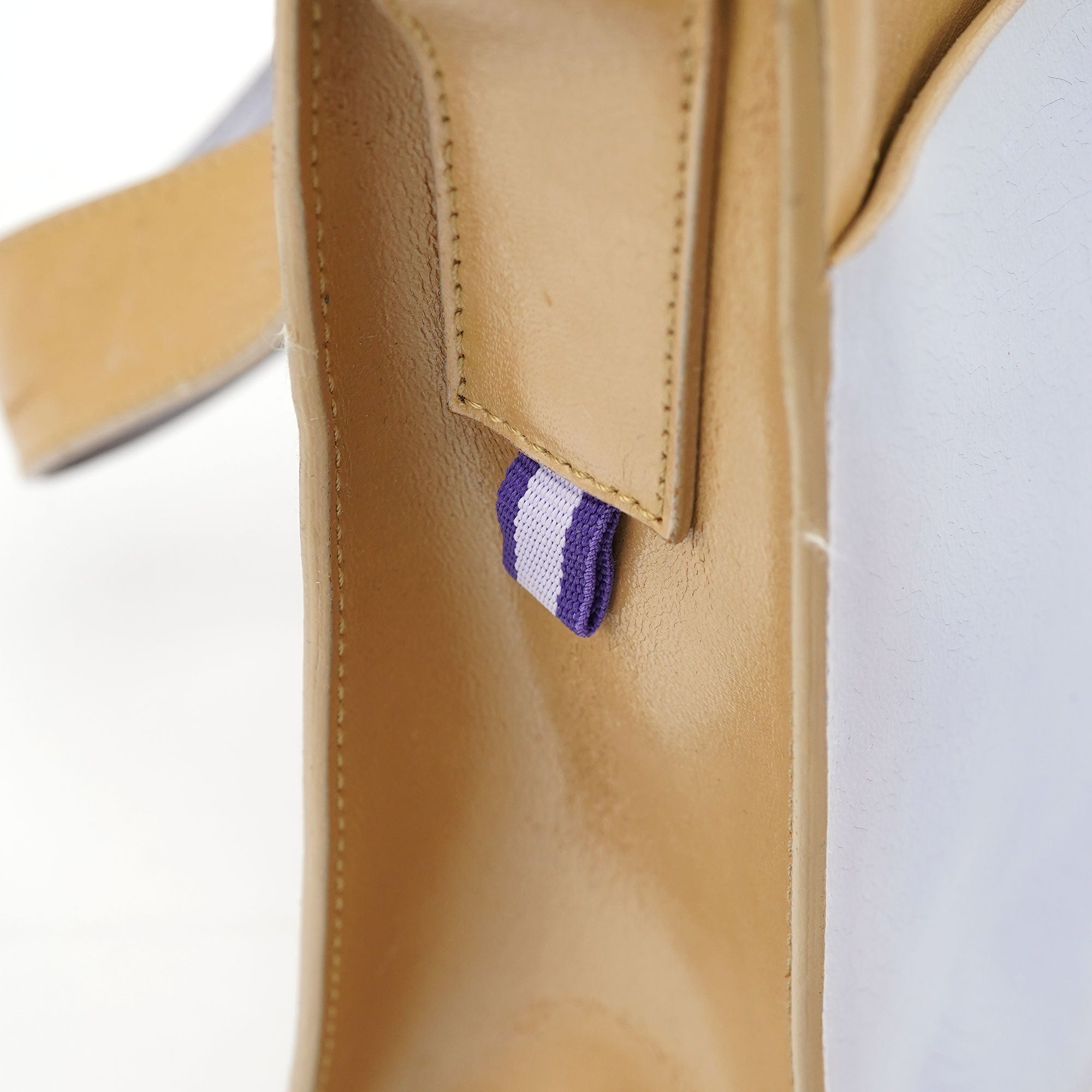 Beige Yellow Crackled Leather Knot Shoulder Bag