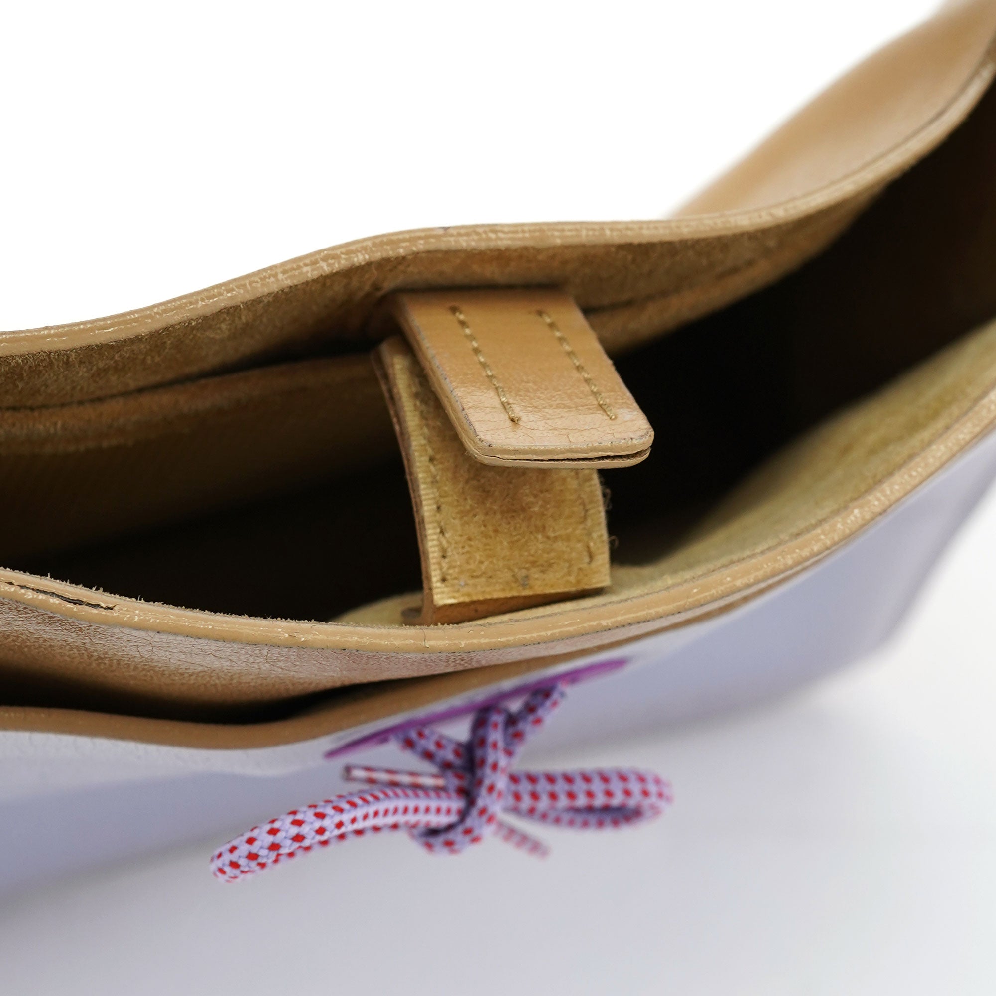 Beige Yellow Crackled Leather Knot Shoulder Bag