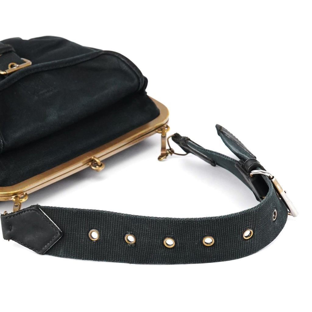 Black Canvas Frame Shoulder Bag