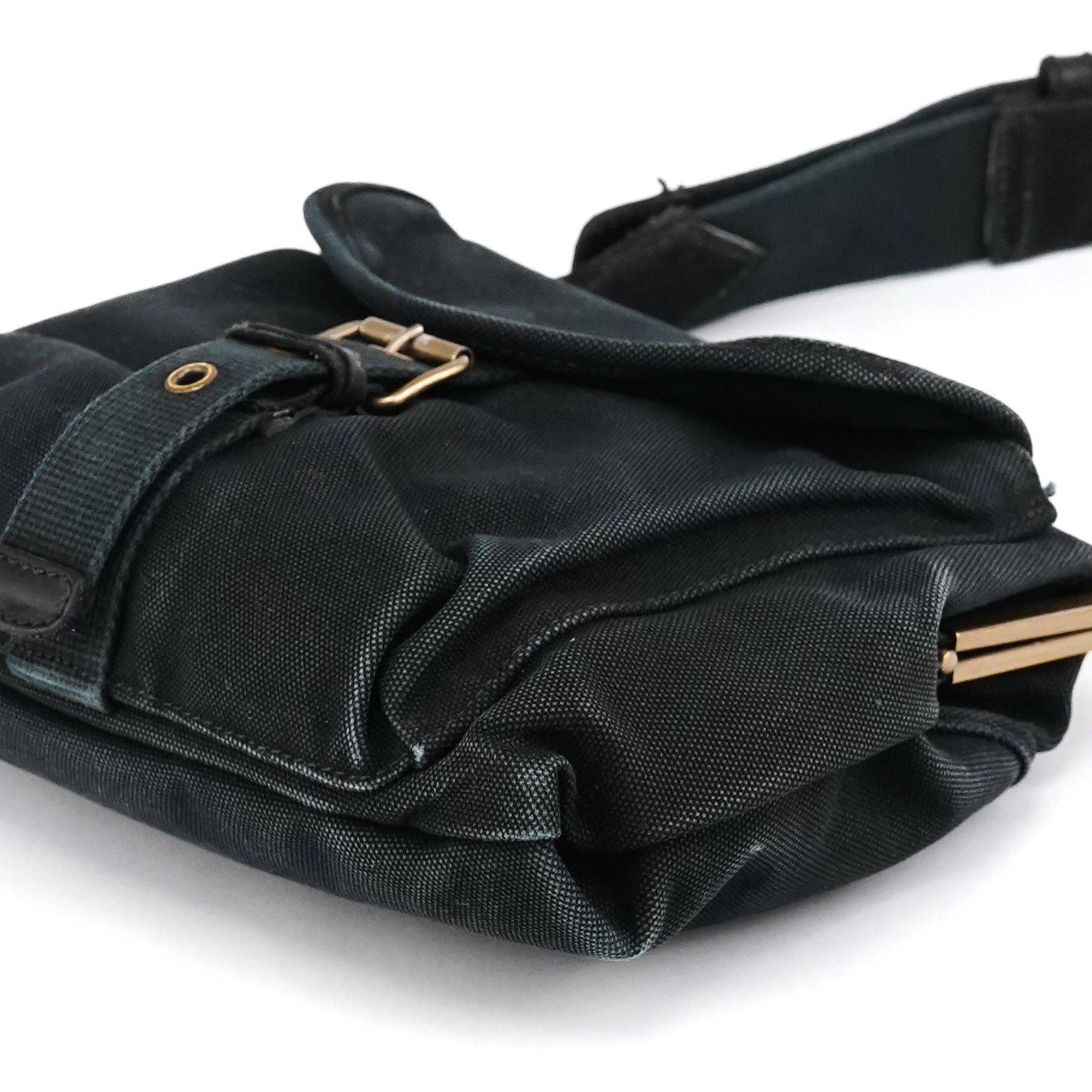 Black Canvas Frame Shoulder Bag