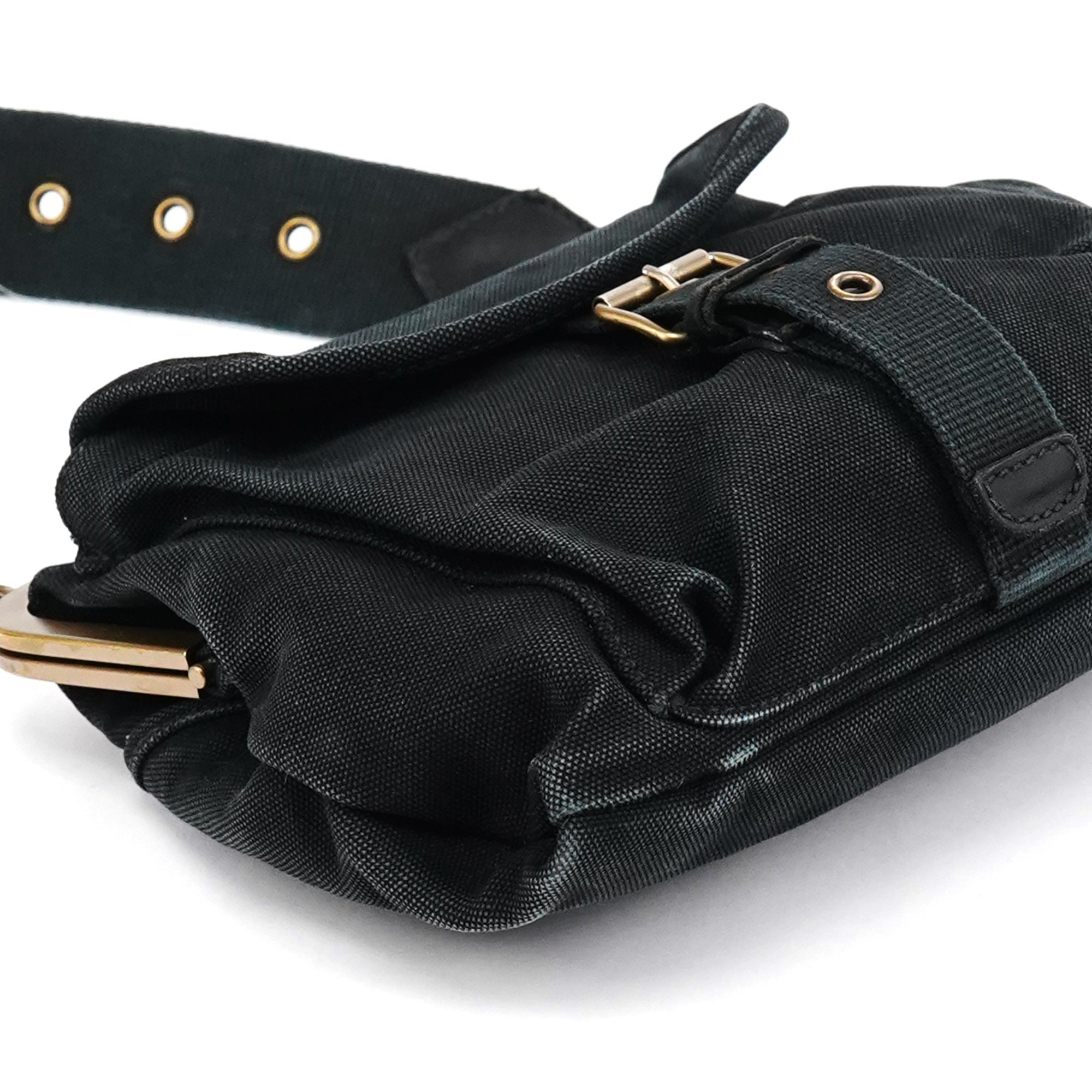 Black Canvas Frame Shoulder Bag