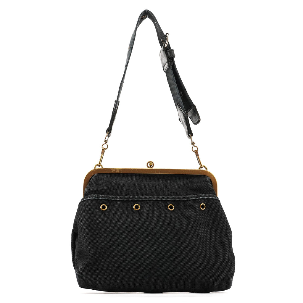 Black Canvas Frame Shoulder Bag