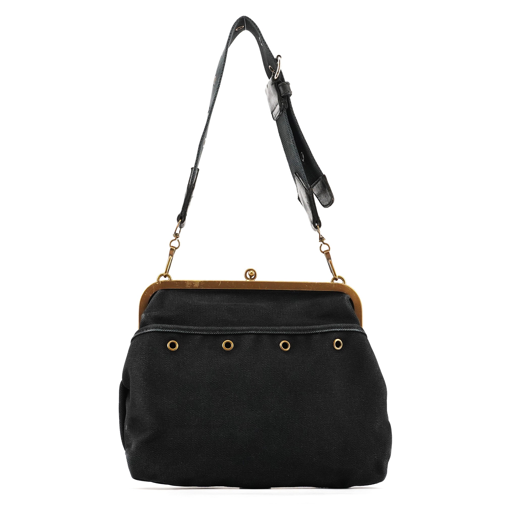 Black Canvas Frame Shoulder Bag