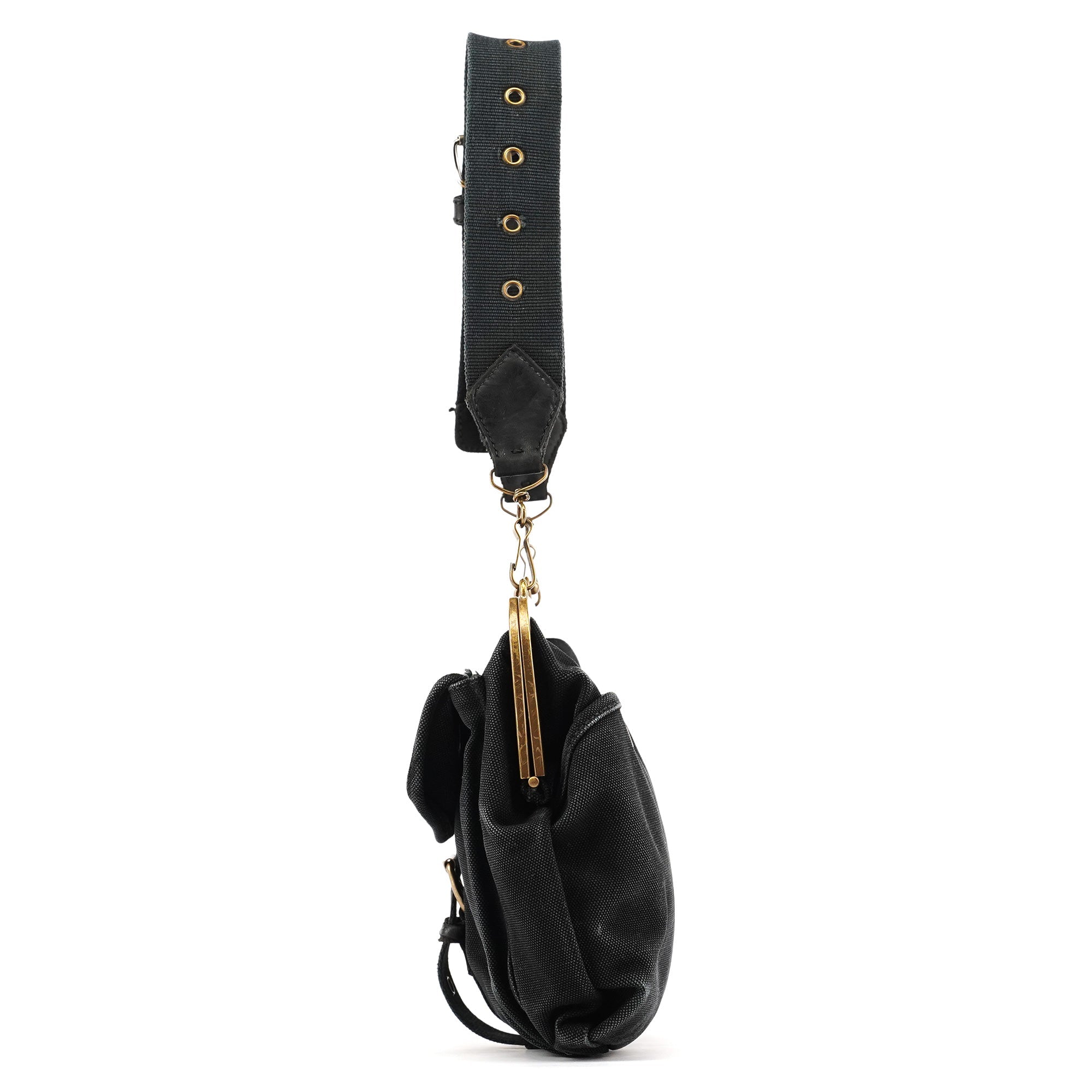 Black Canvas Frame Shoulder Bag