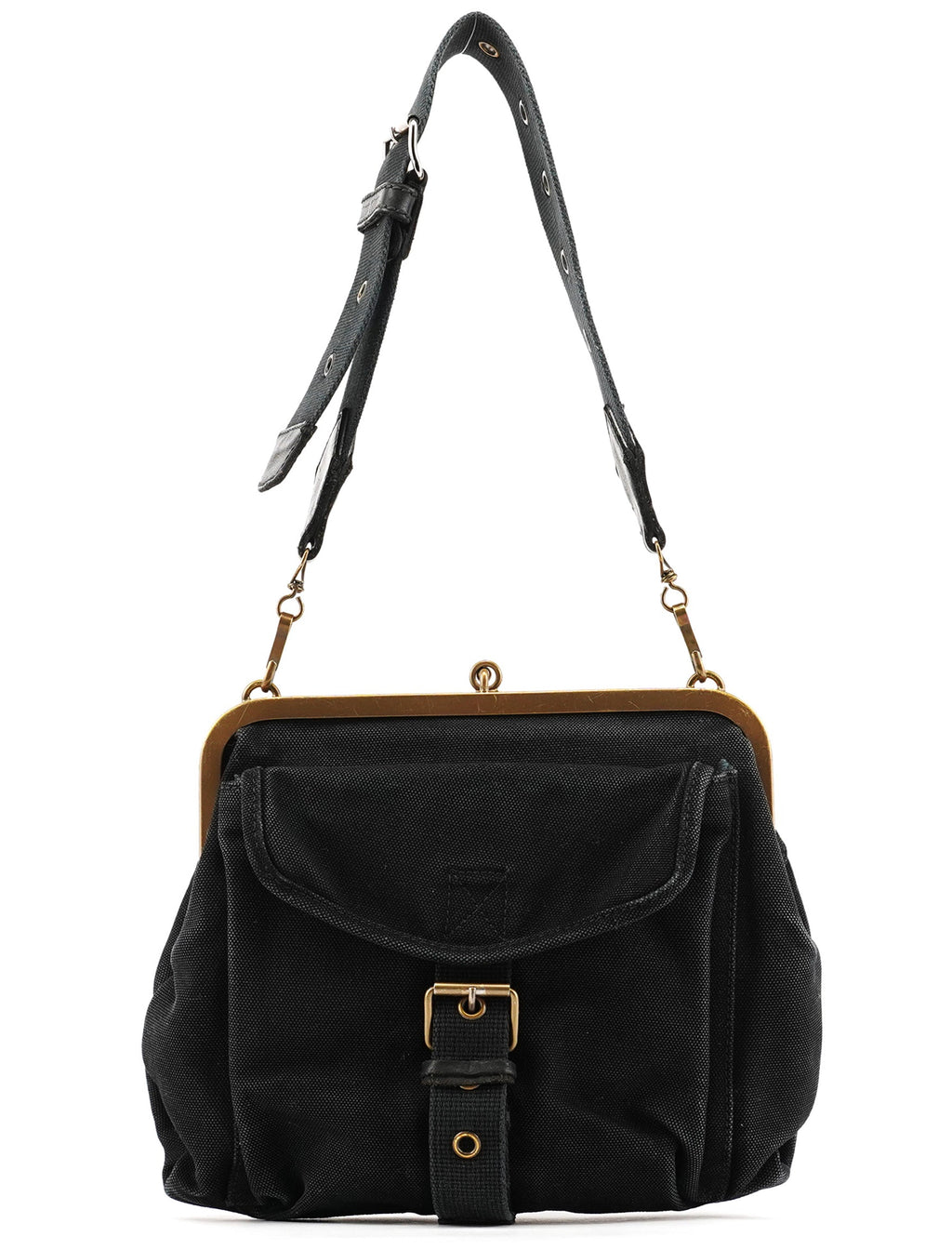 Black Canvas Frame Shoulder Bag