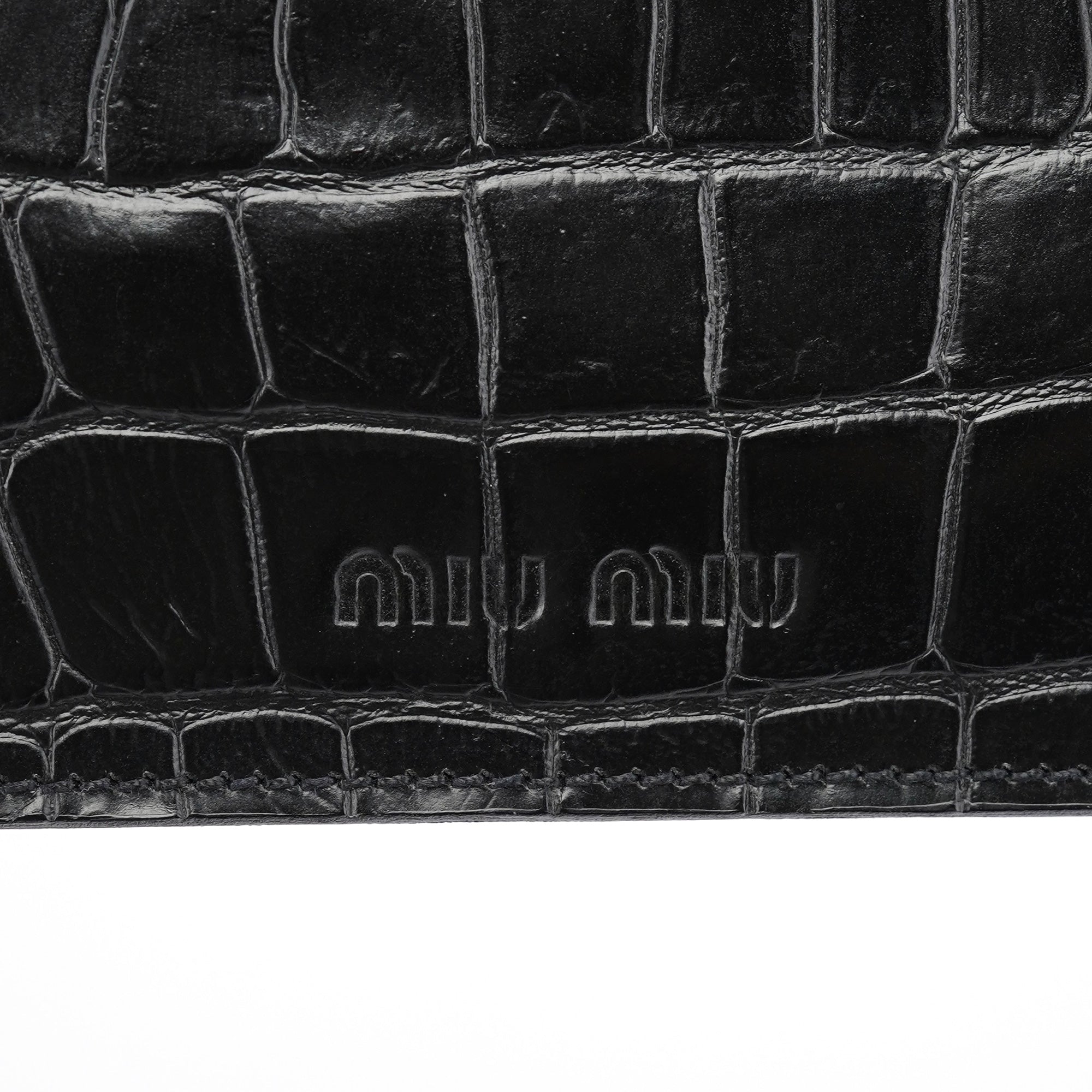Black Croc Embossed Leather Clutch Tote Bag