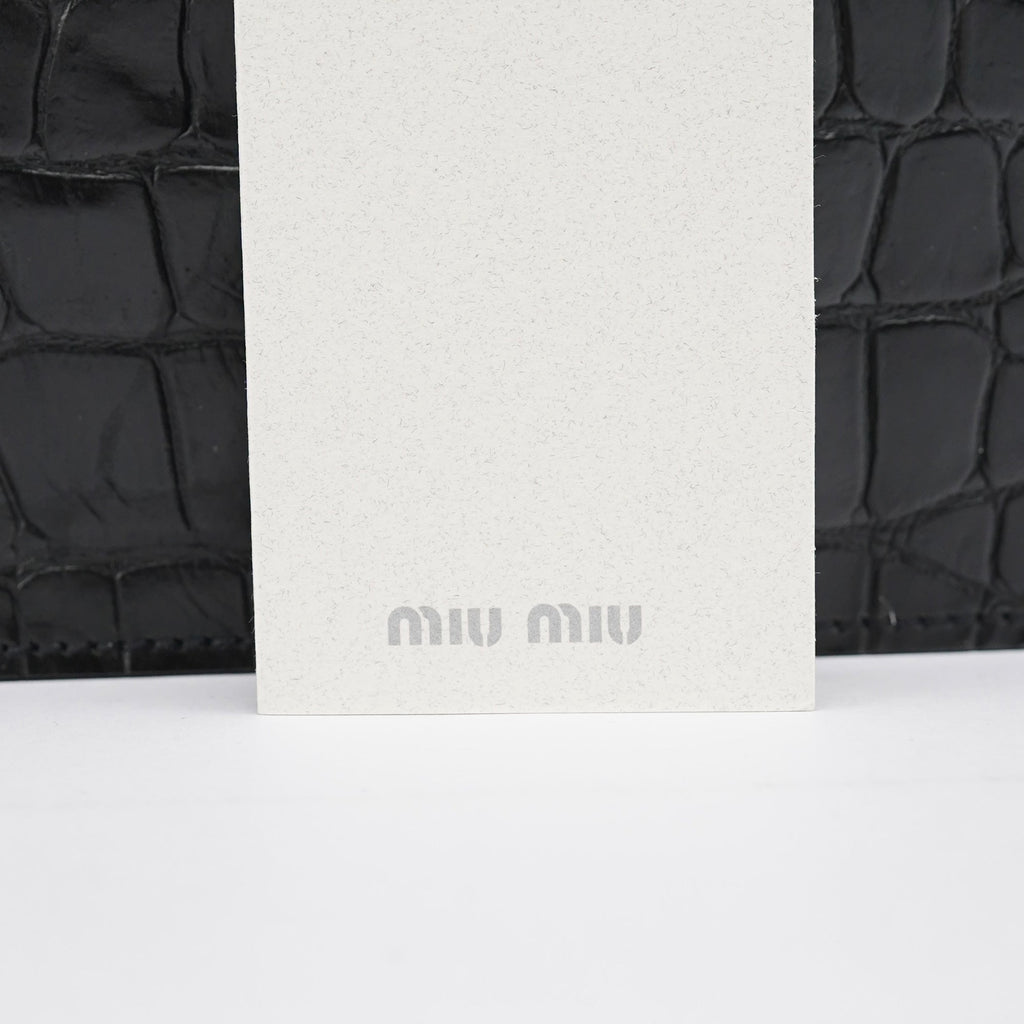 Black Croc Embossed Leather Clutch Tote Bag