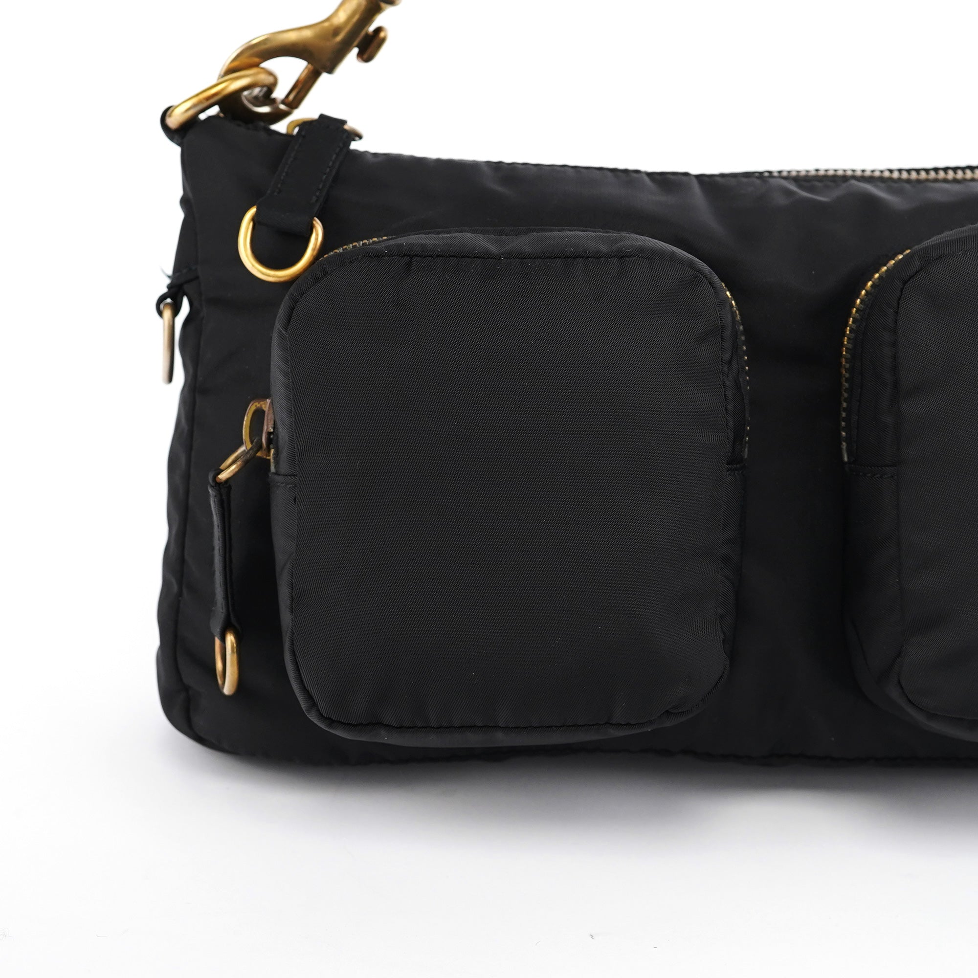 Black Nylon Cargo Shoulder Bag