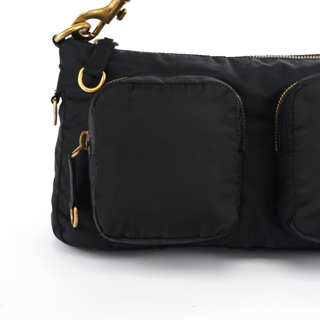 Black Nylon Cargo Shoulder Bag