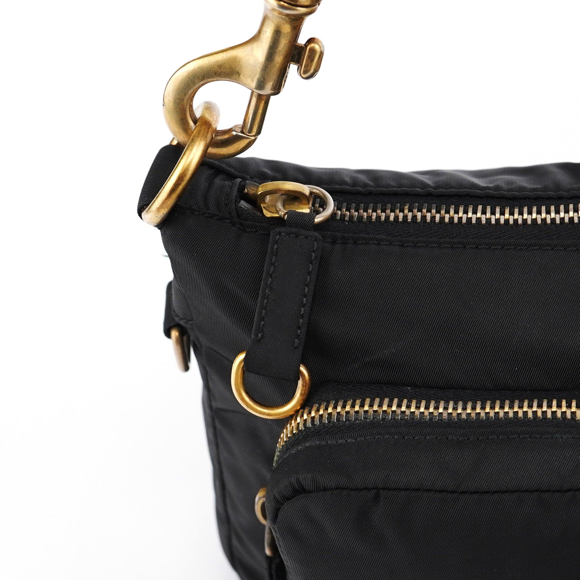 Black Nylon Cargo Shoulder Bag