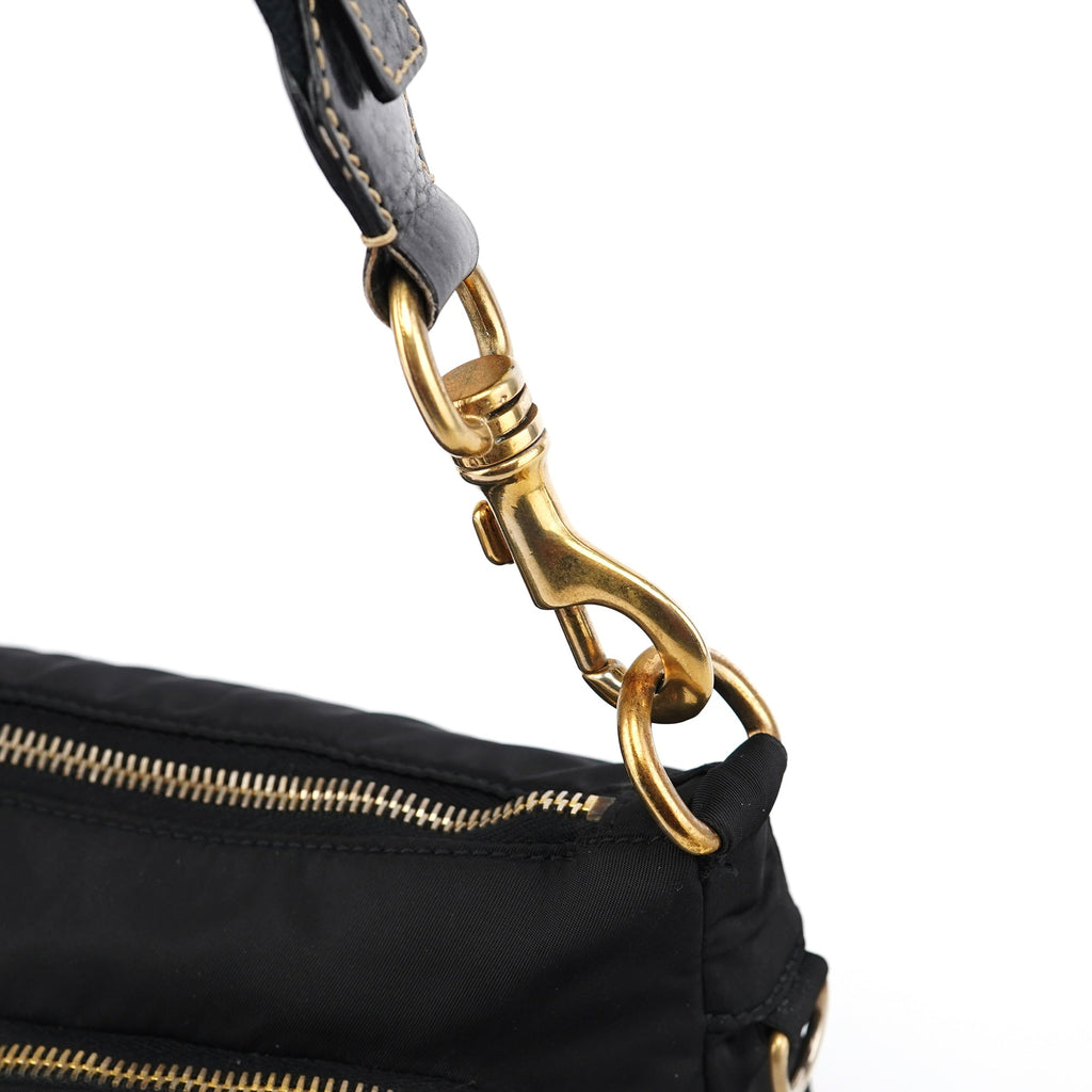 Black Nylon Cargo Shoulder Bag