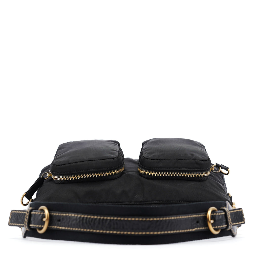 Black Nylon Cargo Shoulder Bag