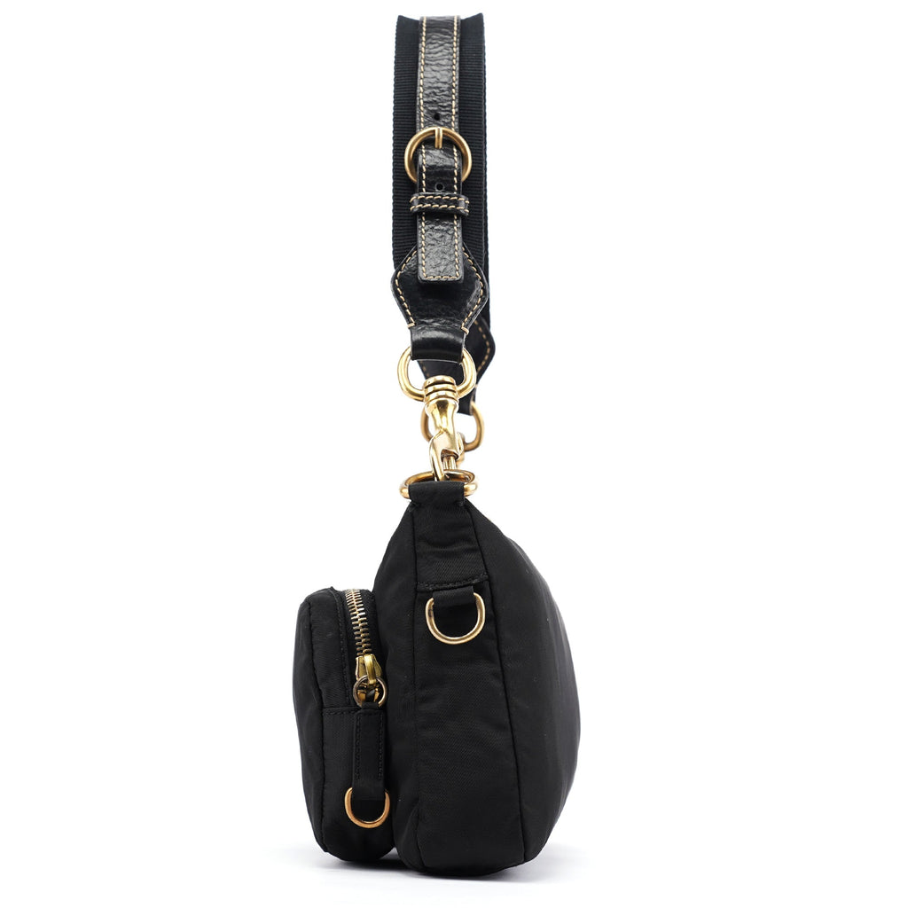 Black Nylon Cargo Shoulder Bag