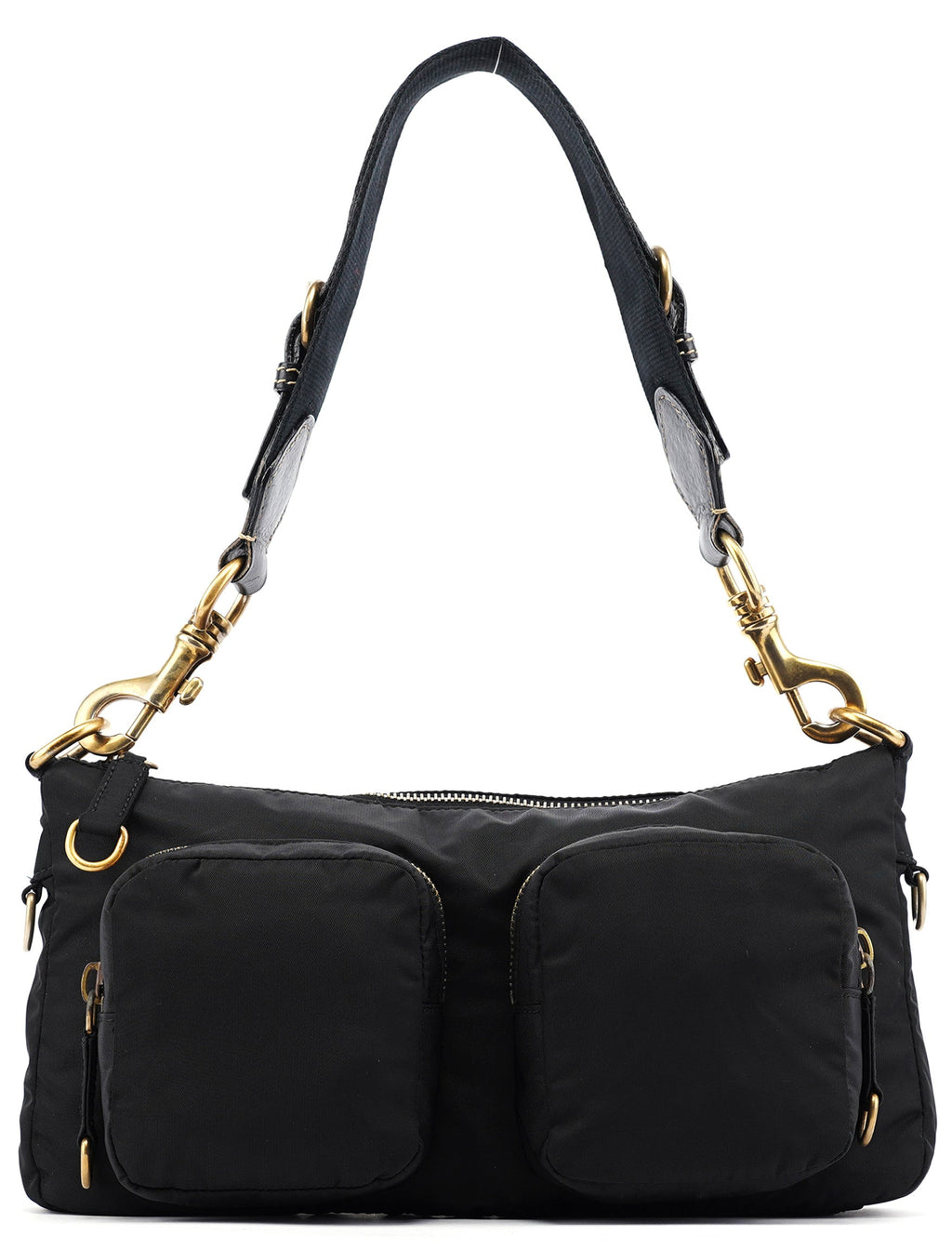 Black Nylon Cargo Shoulder Bag