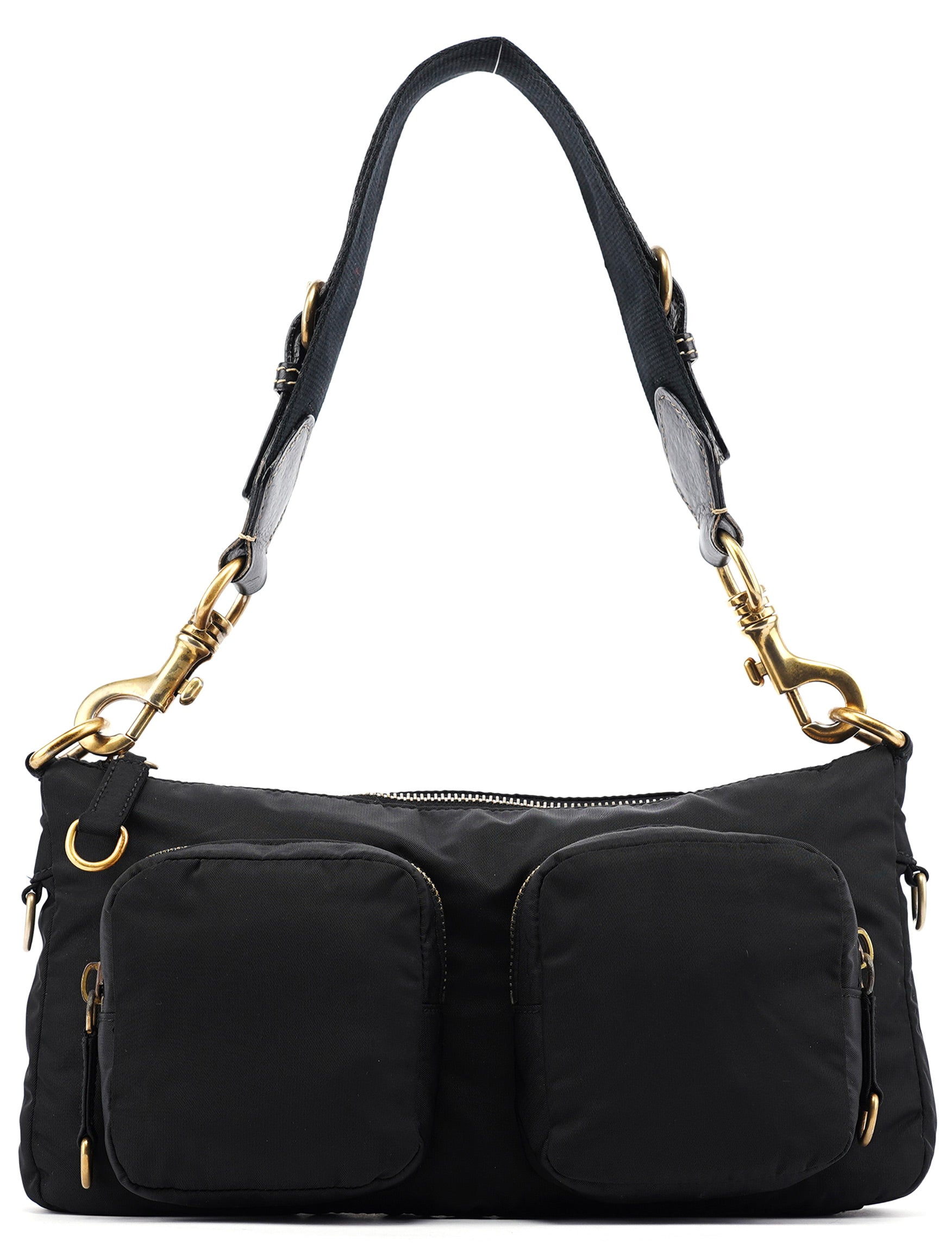 Black Nylon Cargo Shoulder Bag