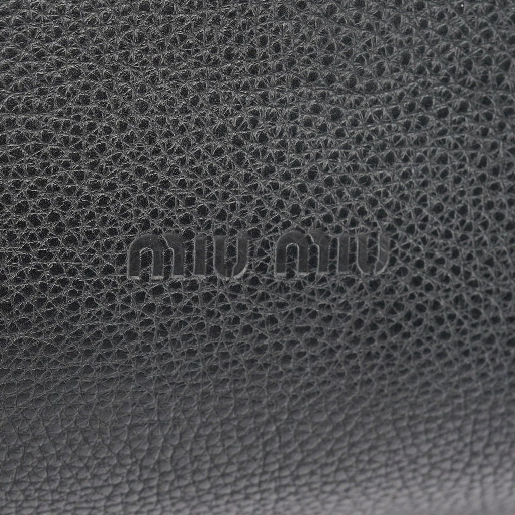 Black Pebbled Leather Belt Tote