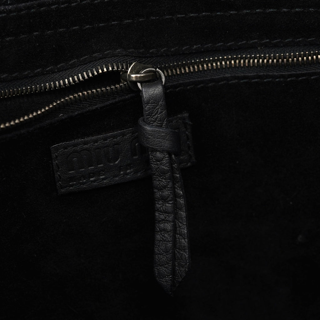 Black Pebbled Leather Belt Tote