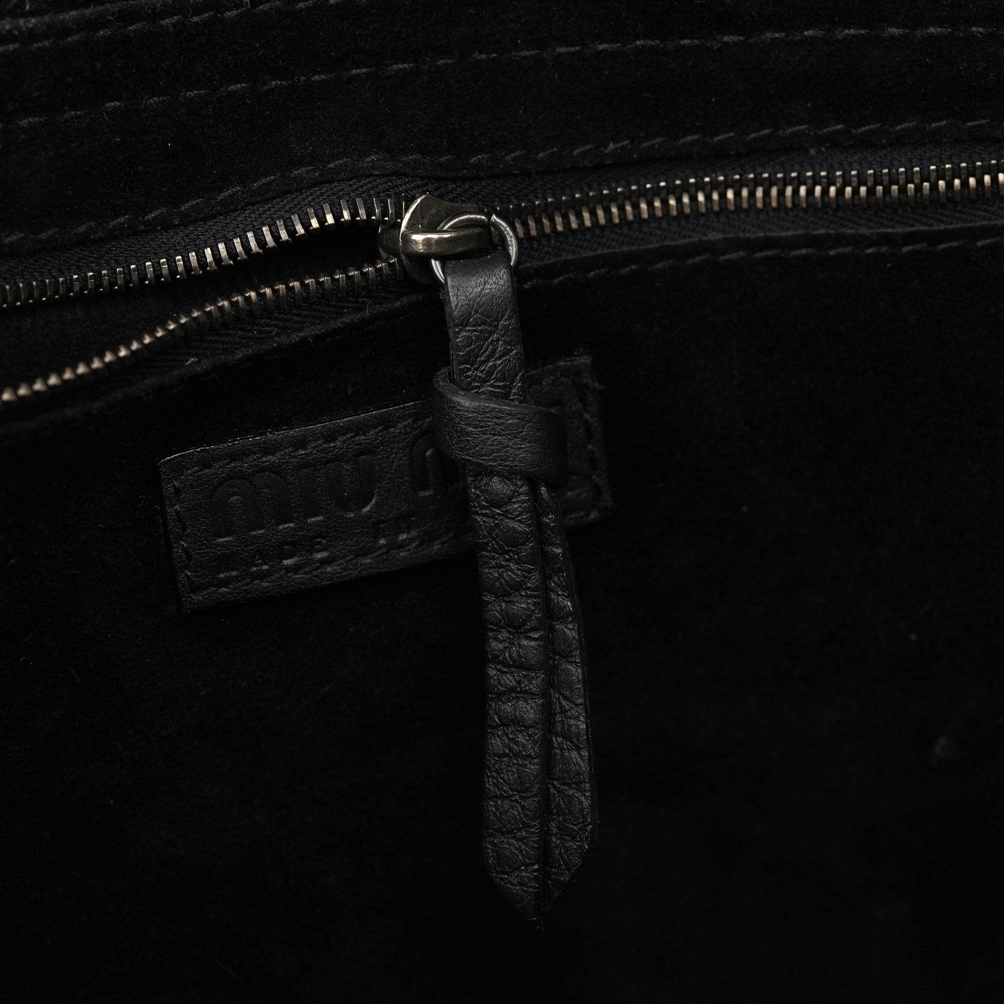 Black Pebbled Leather Belt Tote