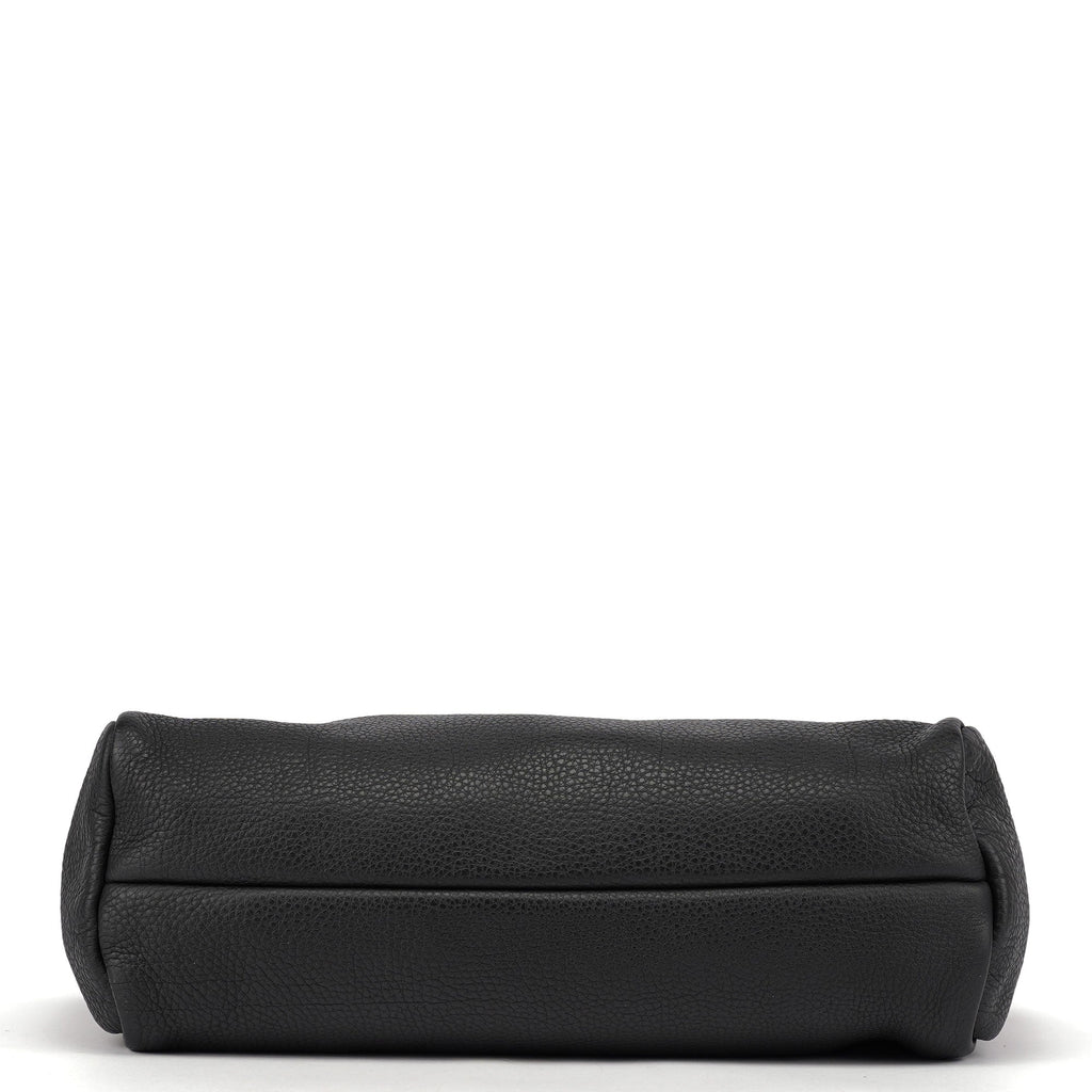 Black Pebbled Leather Belt Tote