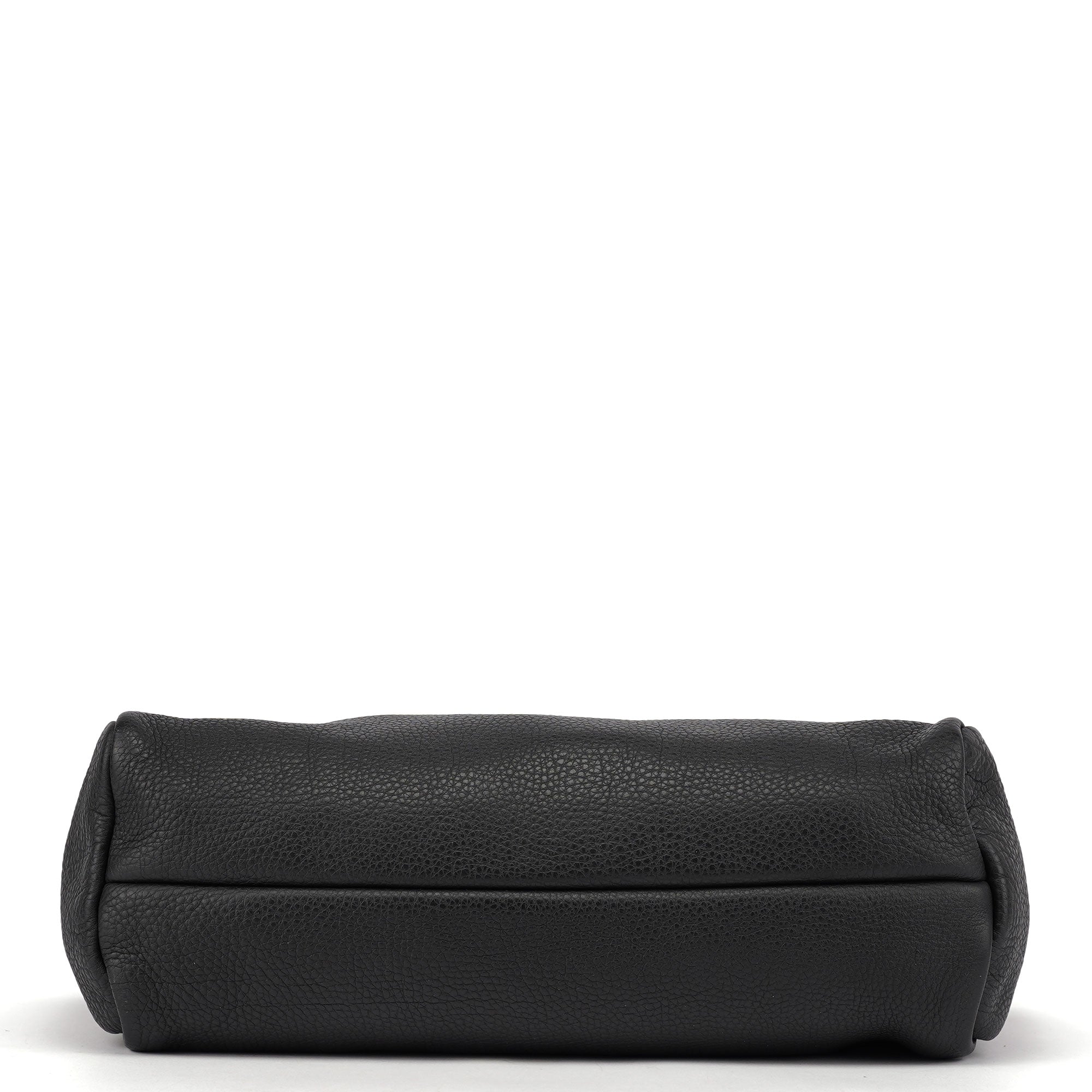 Black Pebbled Leather Belt Tote