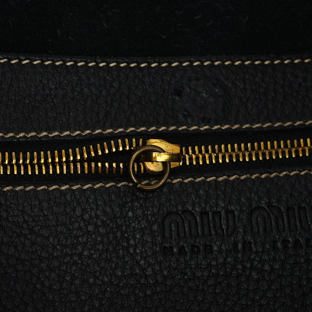 Black Pebbled Leather Knot Shoulder Bag