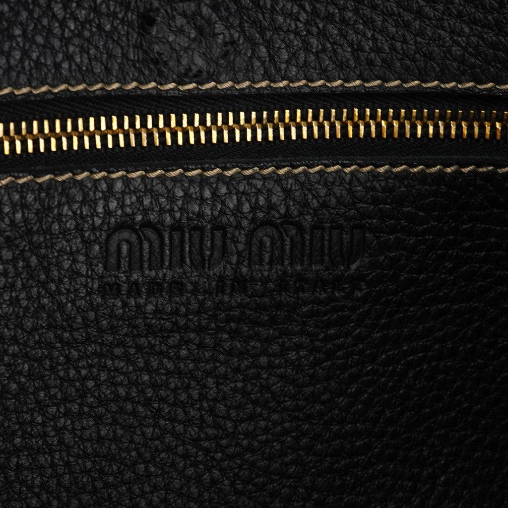 Black Pebbled Leather Knot Shoulder Bag