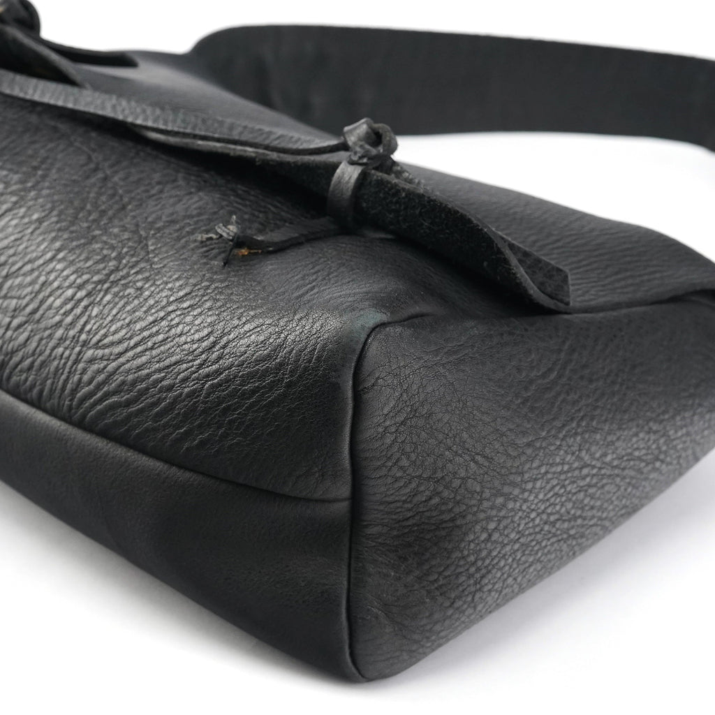 Black Pebbled Leather Knot Shoulder Bag