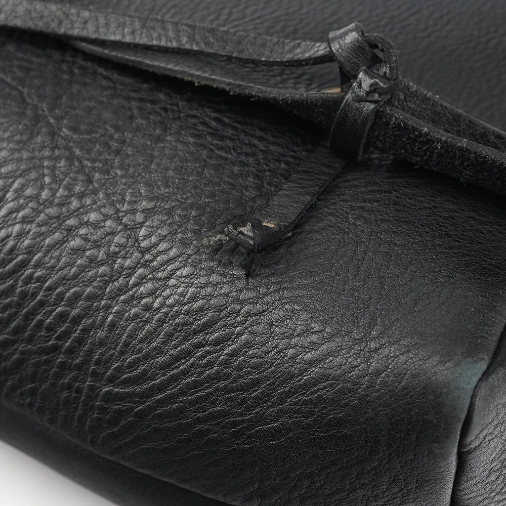 Black Pebbled Leather Knot Shoulder Bag