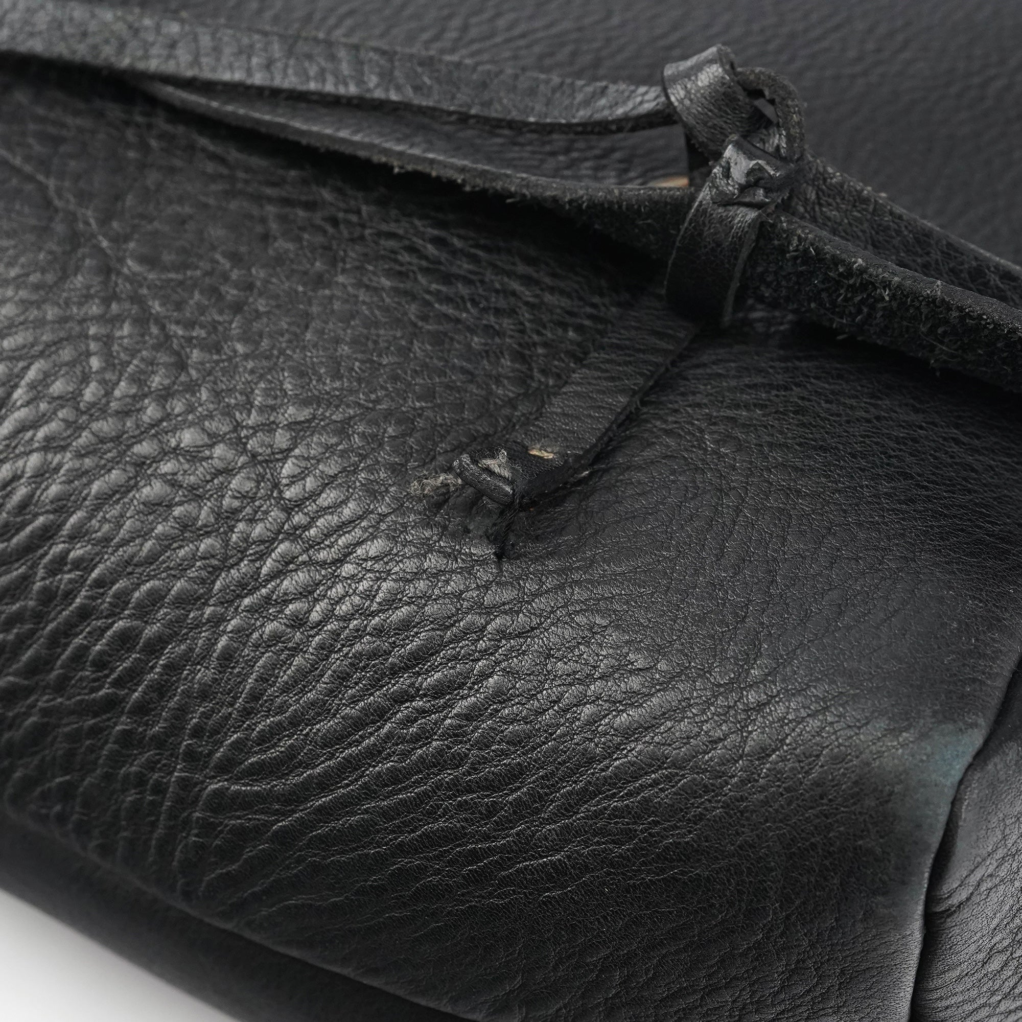 Black Pebbled Leather Knot Shoulder Bag