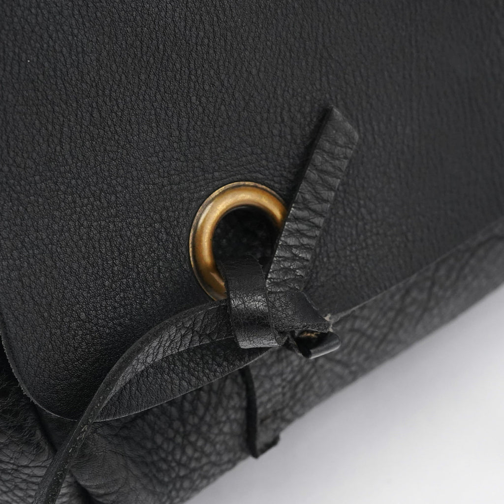 Black Pebbled Leather Knot Shoulder Bag
