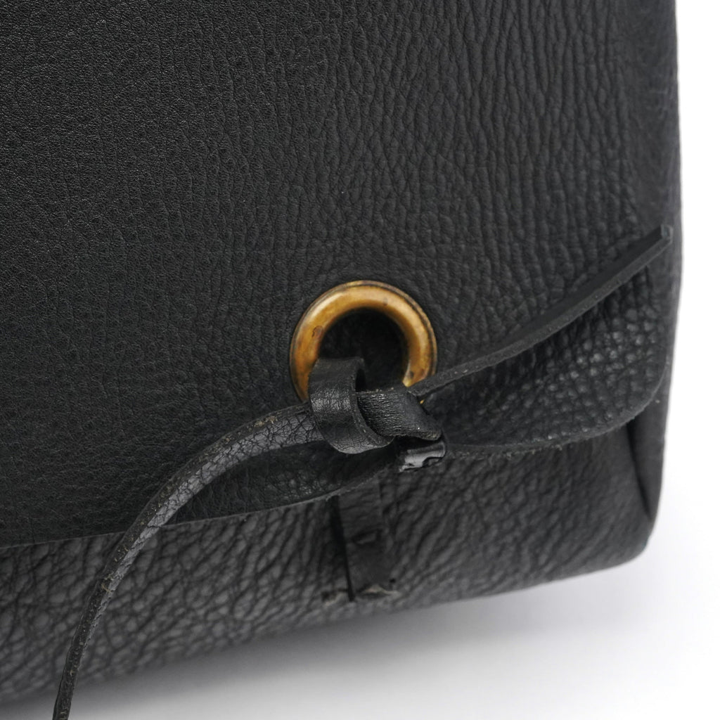 Black Pebbled Leather Knot Shoulder Bag