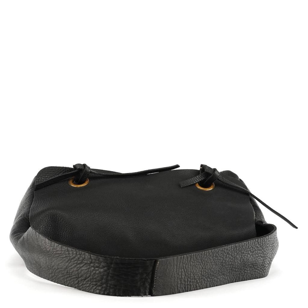 Black Pebbled Leather Knot Shoulder Bag