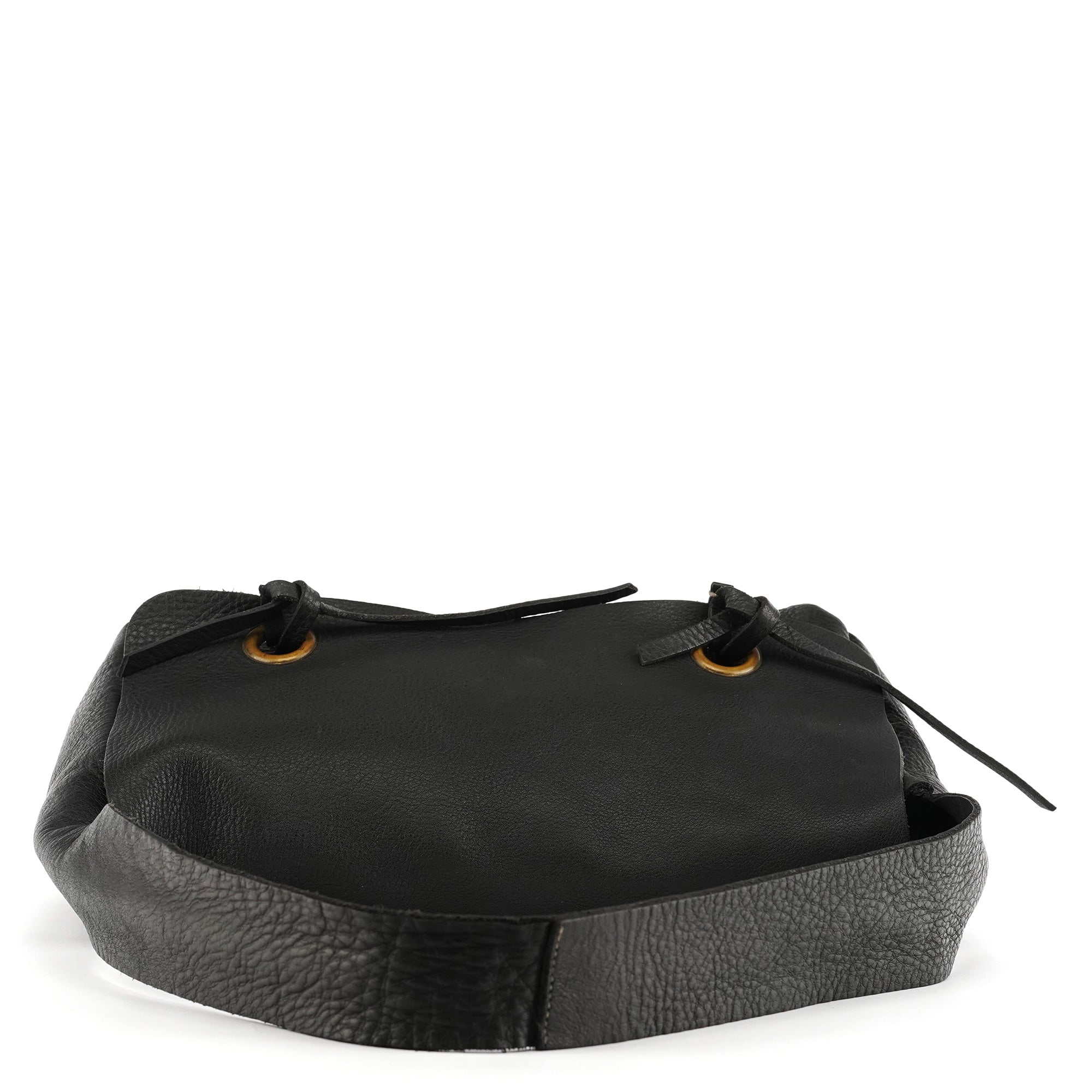 Black Pebbled Leather Knot Shoulder Bag