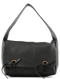 Black Pebbled Leather Knot Shoulder Bag