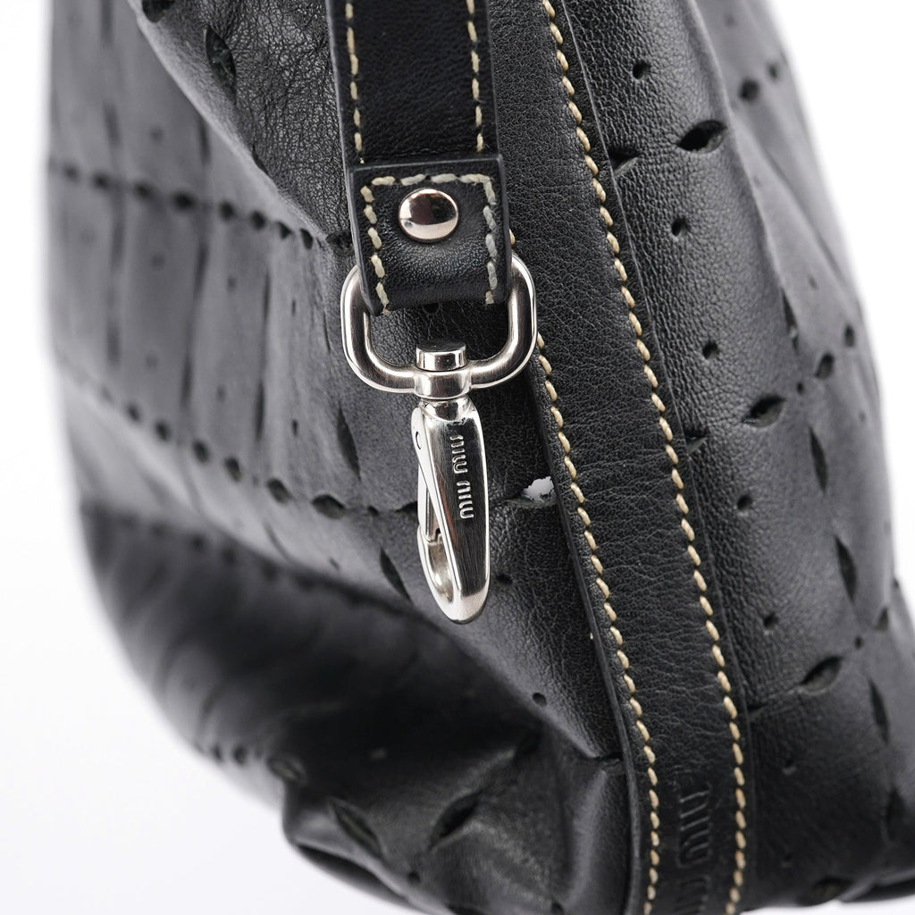 Black Perforated Leather Tote Bag
