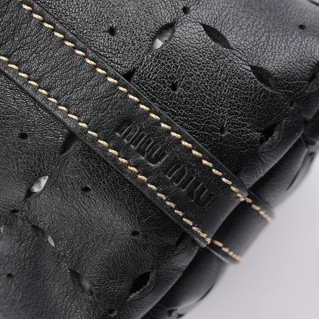 Black Perforated Leather Tote Bag