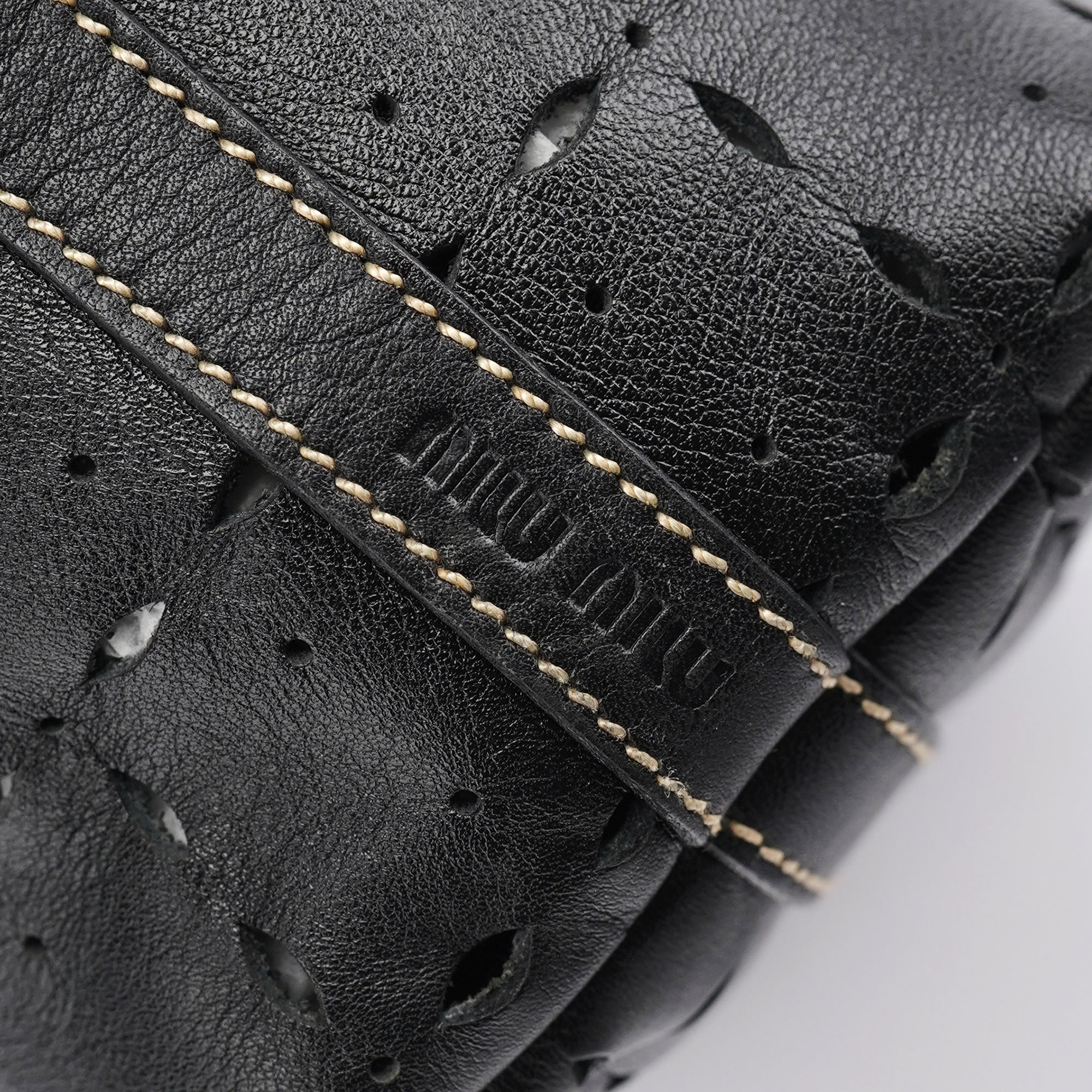 Black Perforated Leather Tote Bag