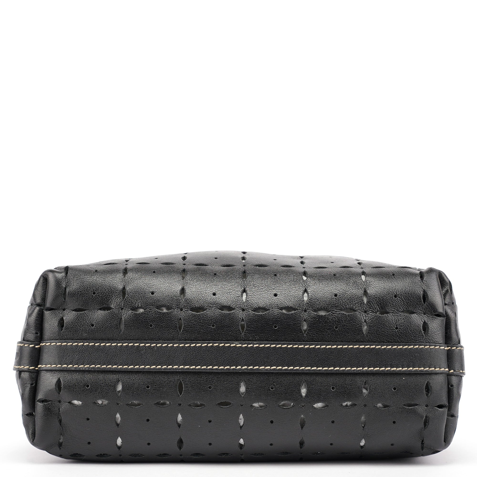 Black Perforated Leather Tote Bag