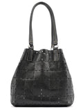 Black Perforated Leather Tote Bag