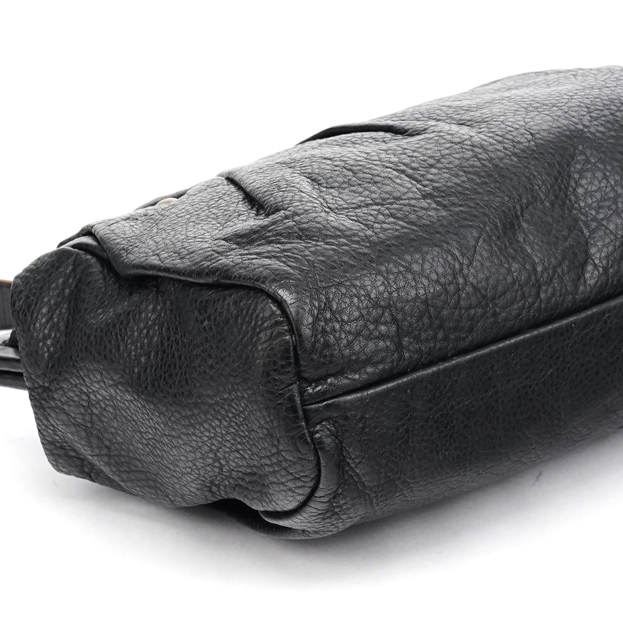 Black Studded Leather Clutch Handbag