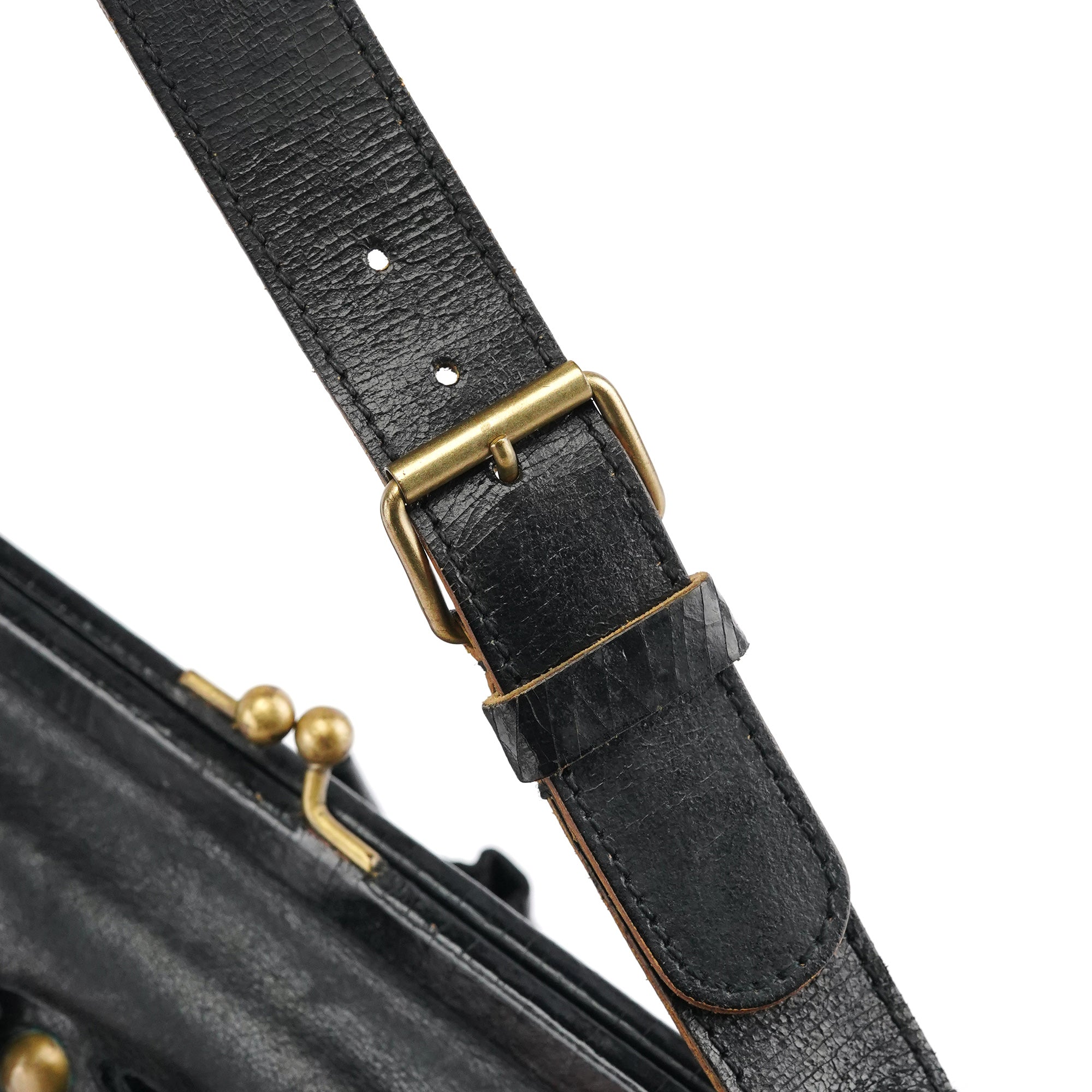 Black Studded Leather Clutch Handbag