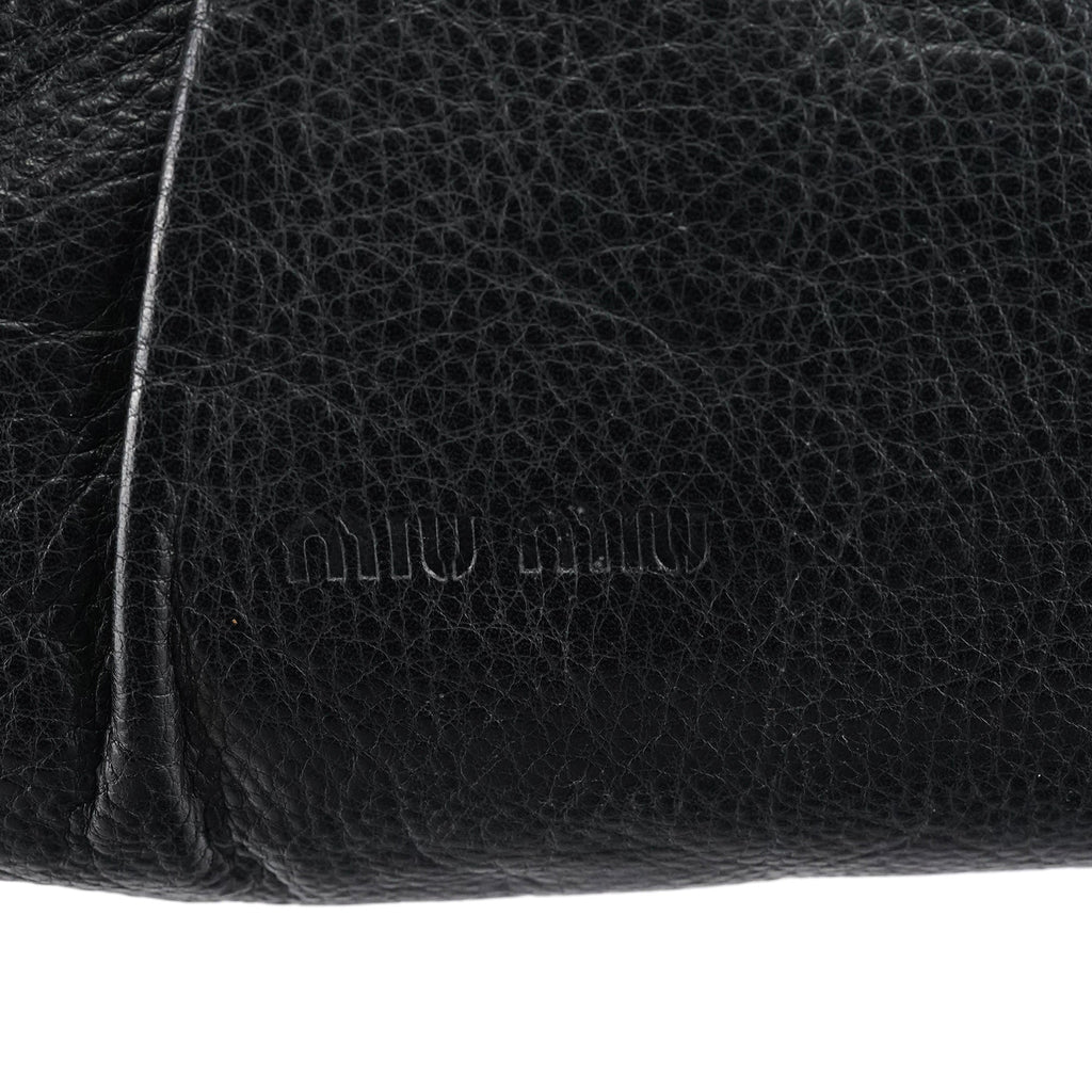 Black Studded Leather Clutch Handbag