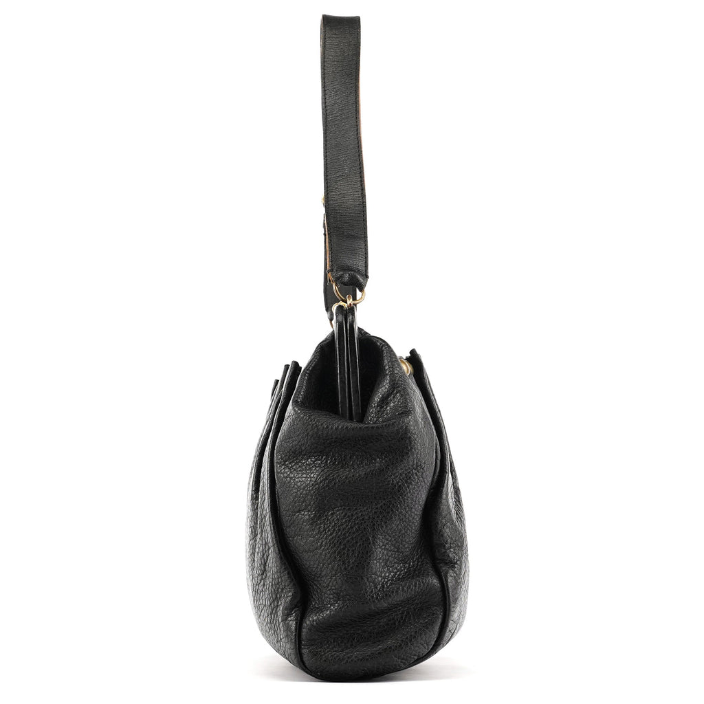 Black Studded Leather Clutch Handbag