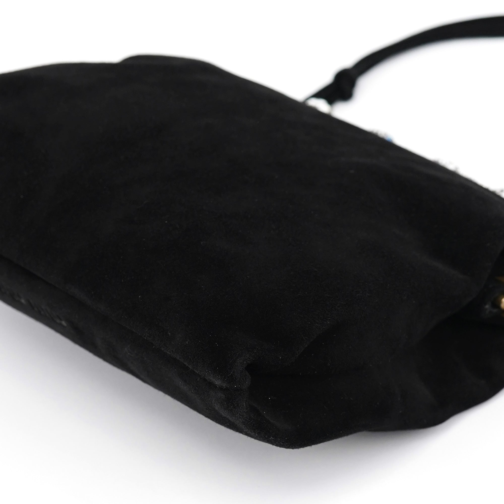 Black Suede Crystal Clutch Shoulder Bag
