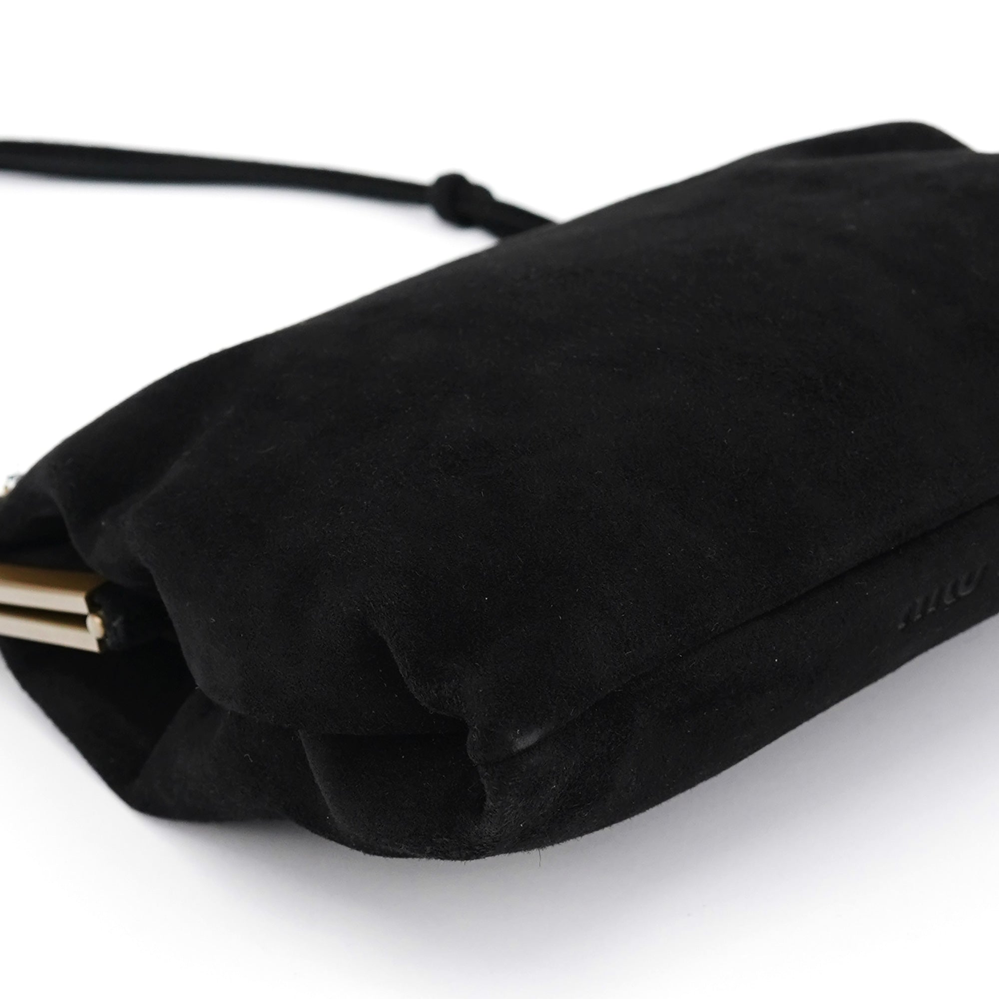 Black Suede Crystal Clutch Shoulder Bag