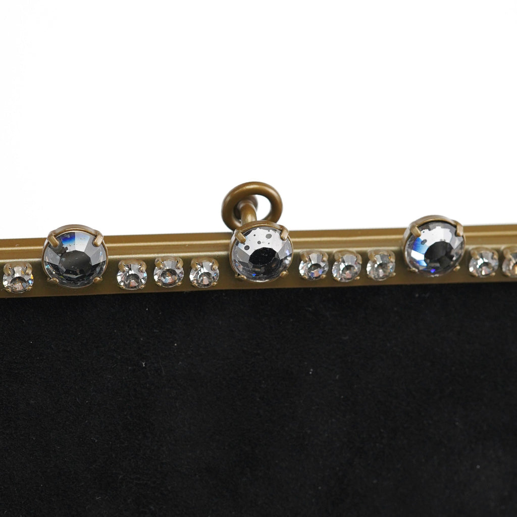 Black Suede Crystal Clutch Shoulder Bag