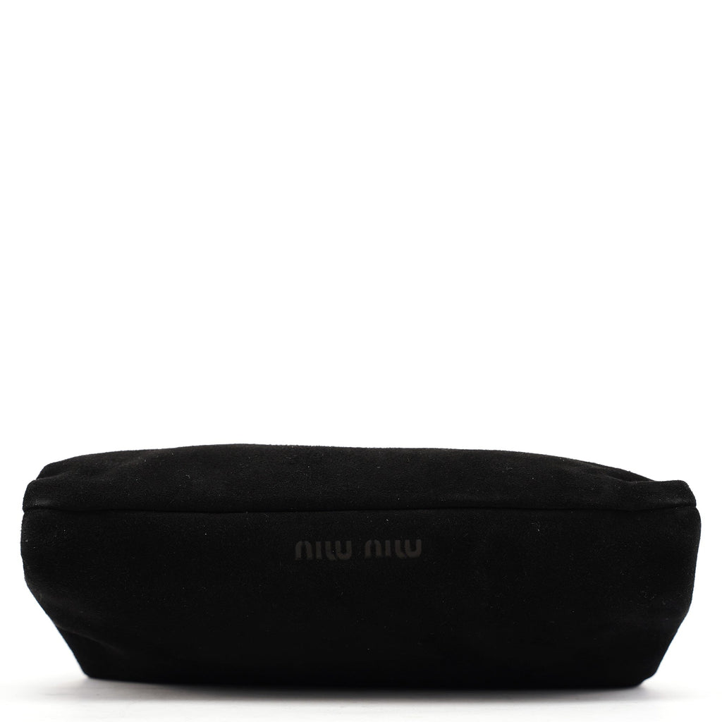 Black Suede Crystal Clutch Shoulder Bag